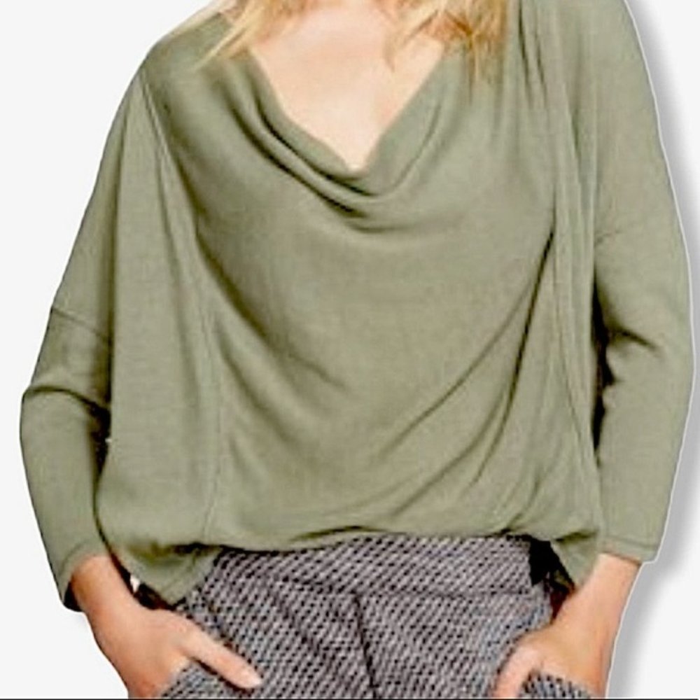 Free People We the Free Olive Green Cowl Neck Sweater Size M